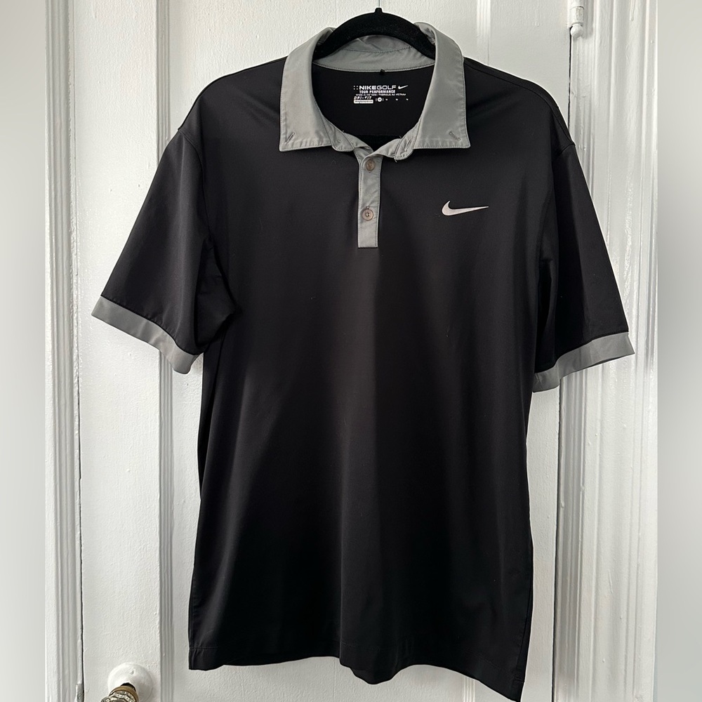 Nike Men's Golf Tour Performance Polo Tee Shirt Size Medium black and gray